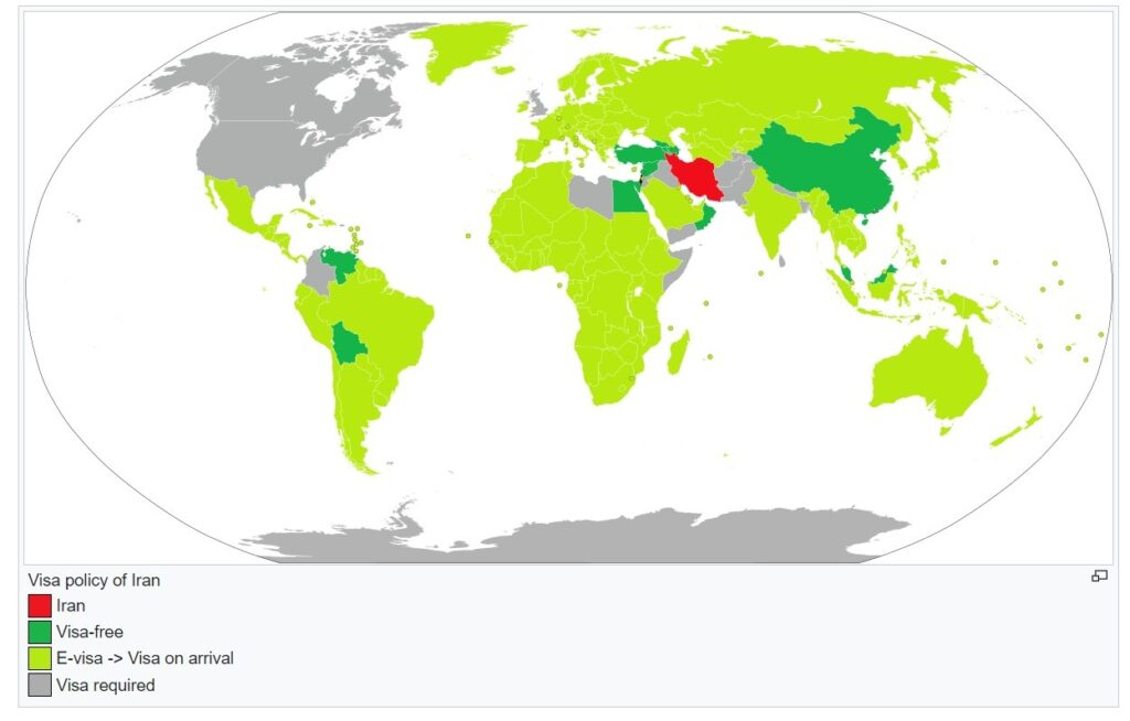 Iran Visa on Arrival Countries Map