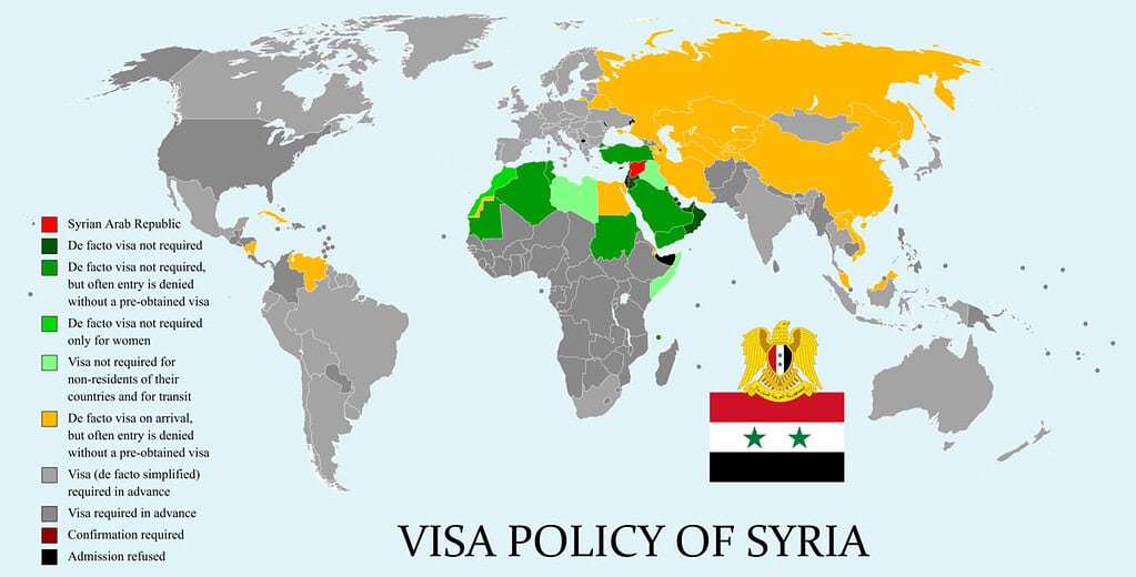 Syria Visa Policy Map Syria, Visa Policy Syria Visa Policy Map