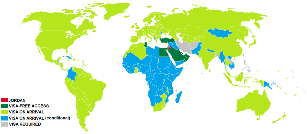 Jordan Visa Policy Map