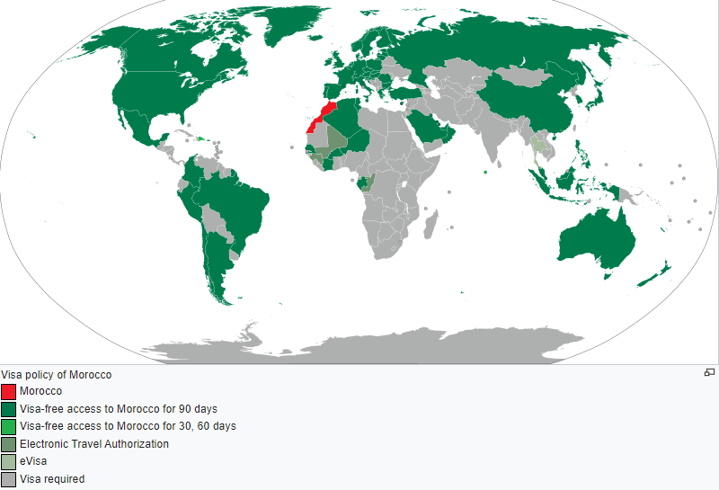 Morocco Visa Policy Map
