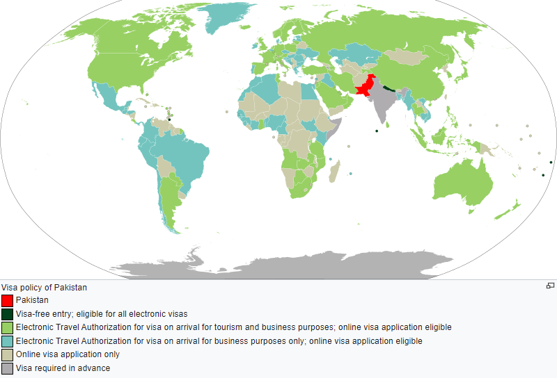 Pakistan Visa Policy Map