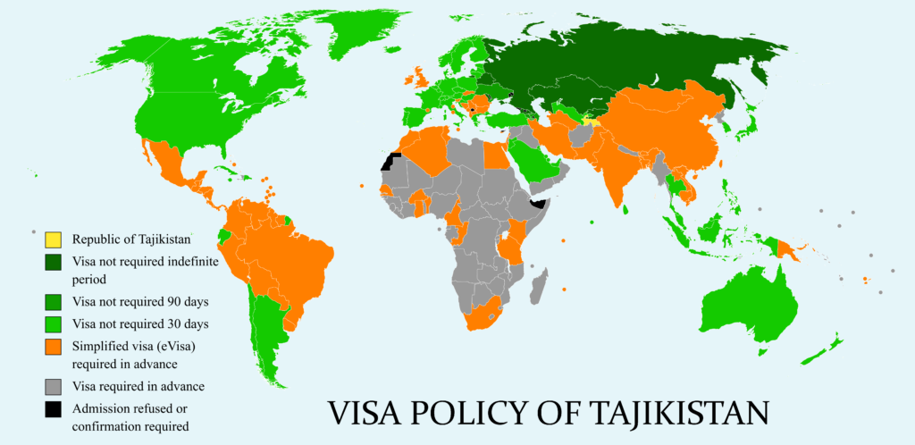 Tajikistan Visa Policy Map
