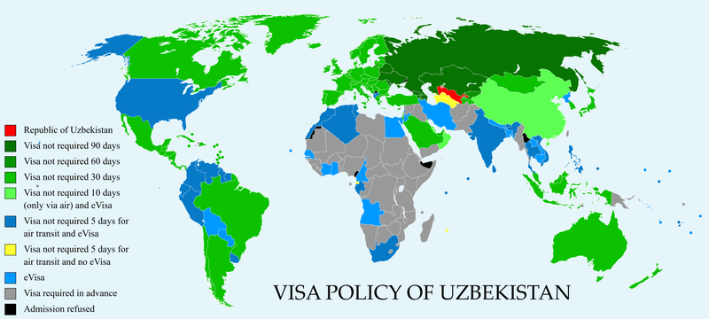 Uzbekistan Visa Policy Map
