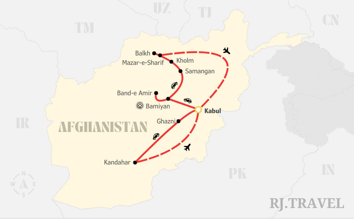 Small Group Tour Afghanistan Map