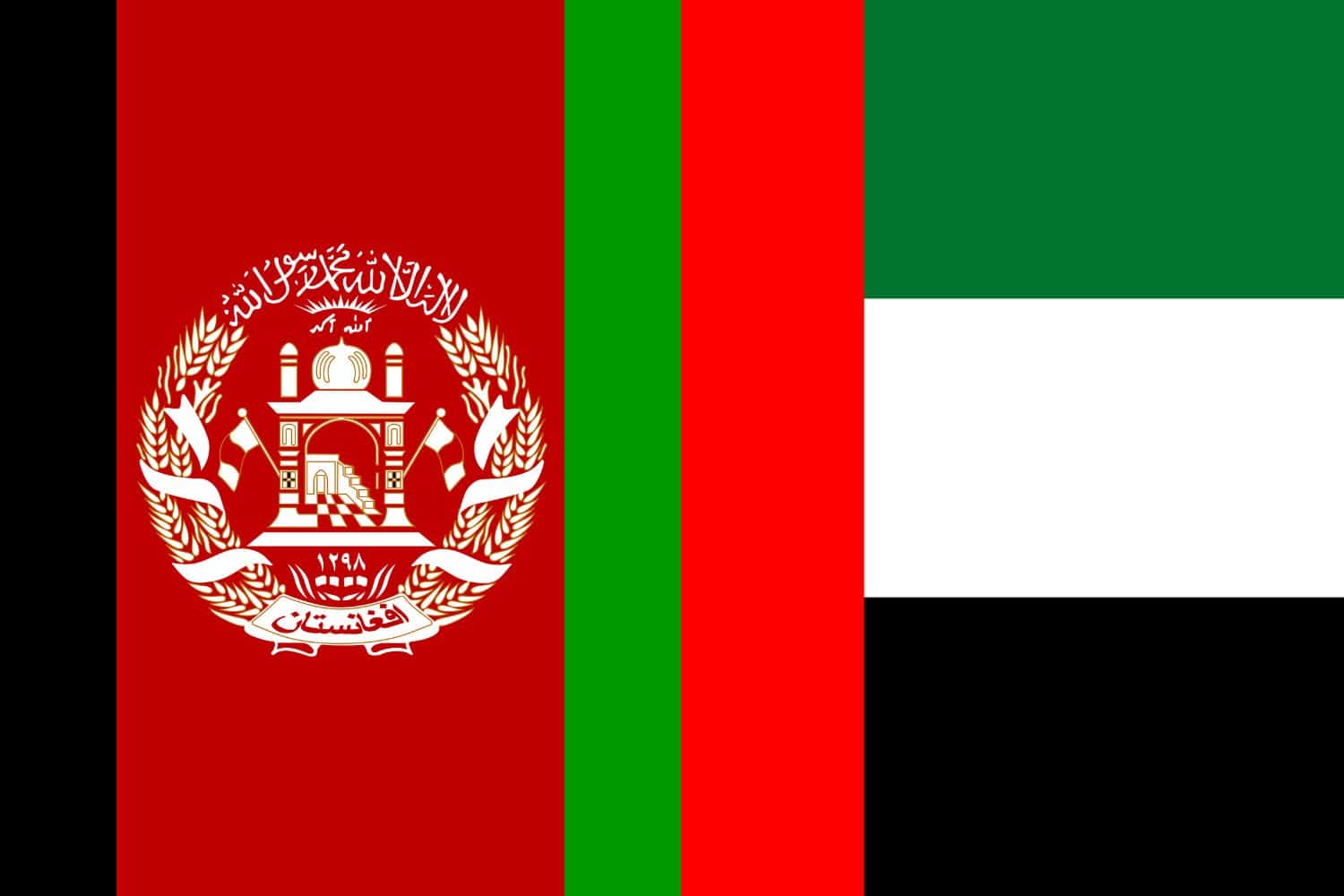 Afghan Flag vs United Arab Emirates Flag Afghanistan, Flags Flag of Afghanistan Afghan Flag vs United Arab Emirates Flag