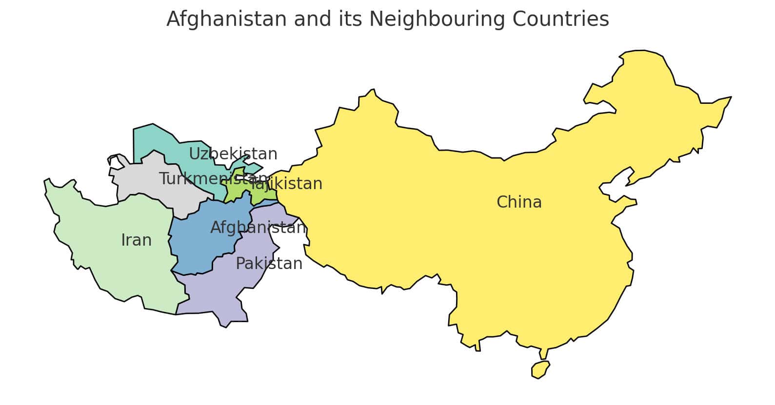 Map Borders of Afghanistan Afghanistan, Geography Map with the Borders of Afghanistan