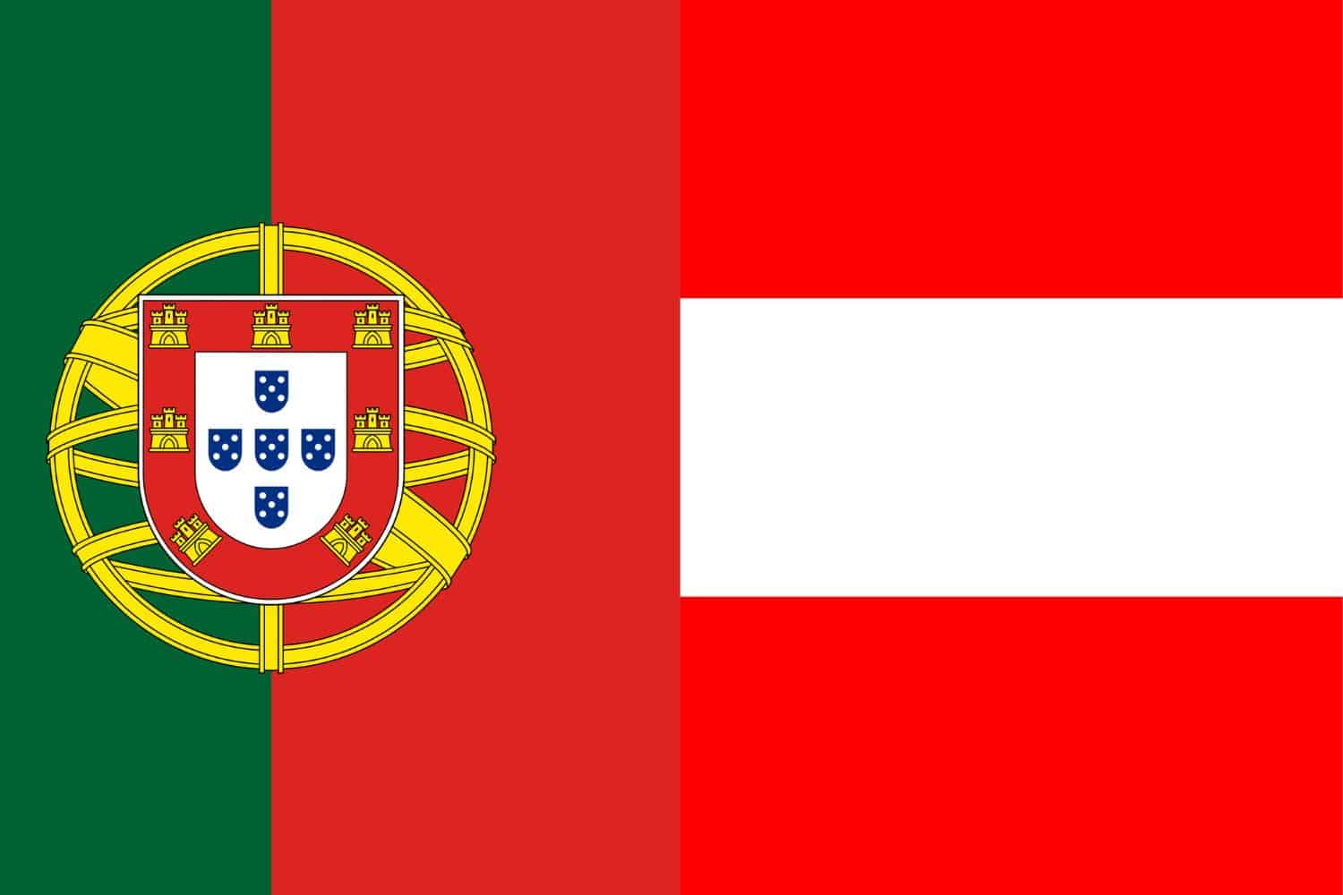 Portuguese Flag vs Austrian Flag Flags Flag of Portugal Portuguese Flag vs Austrian Flag
