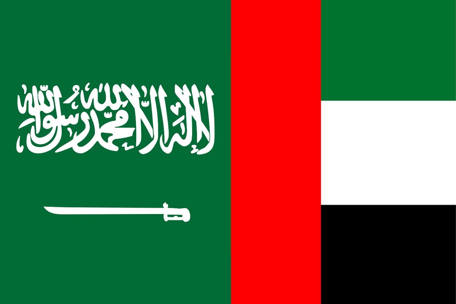 Saudi Arabian Flag vs United Arab Emirates Flag Saudi Arabia, Flags Saudi Arabian Flag vs United Arab Emirates Flag