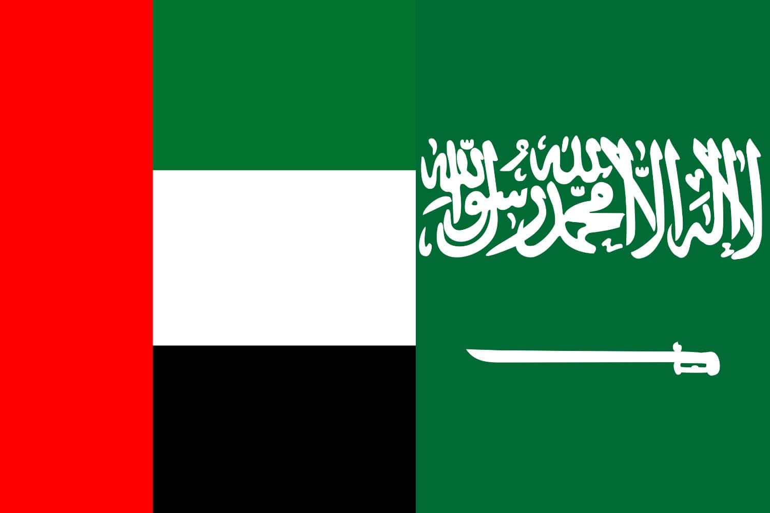 UAE Flag vs Saudi Arabian Flag Flags Flag of United Arab Emirates UAE Flag vs Saudi Arabian Flag