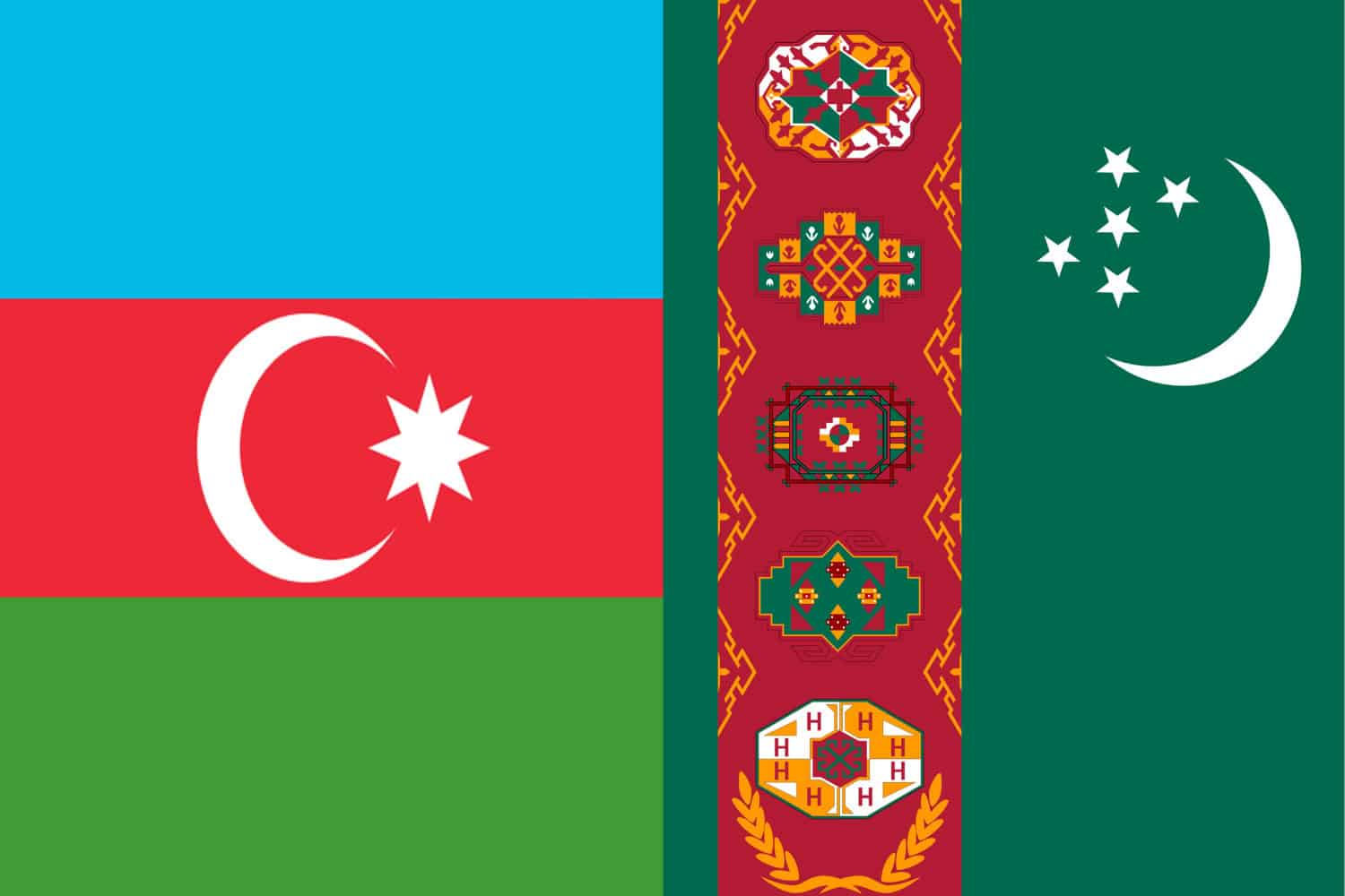 Azerbaijan Flag vs Turkmenistan Flag Flags Azerbaijan Flag vs Turkmenistan Flag
