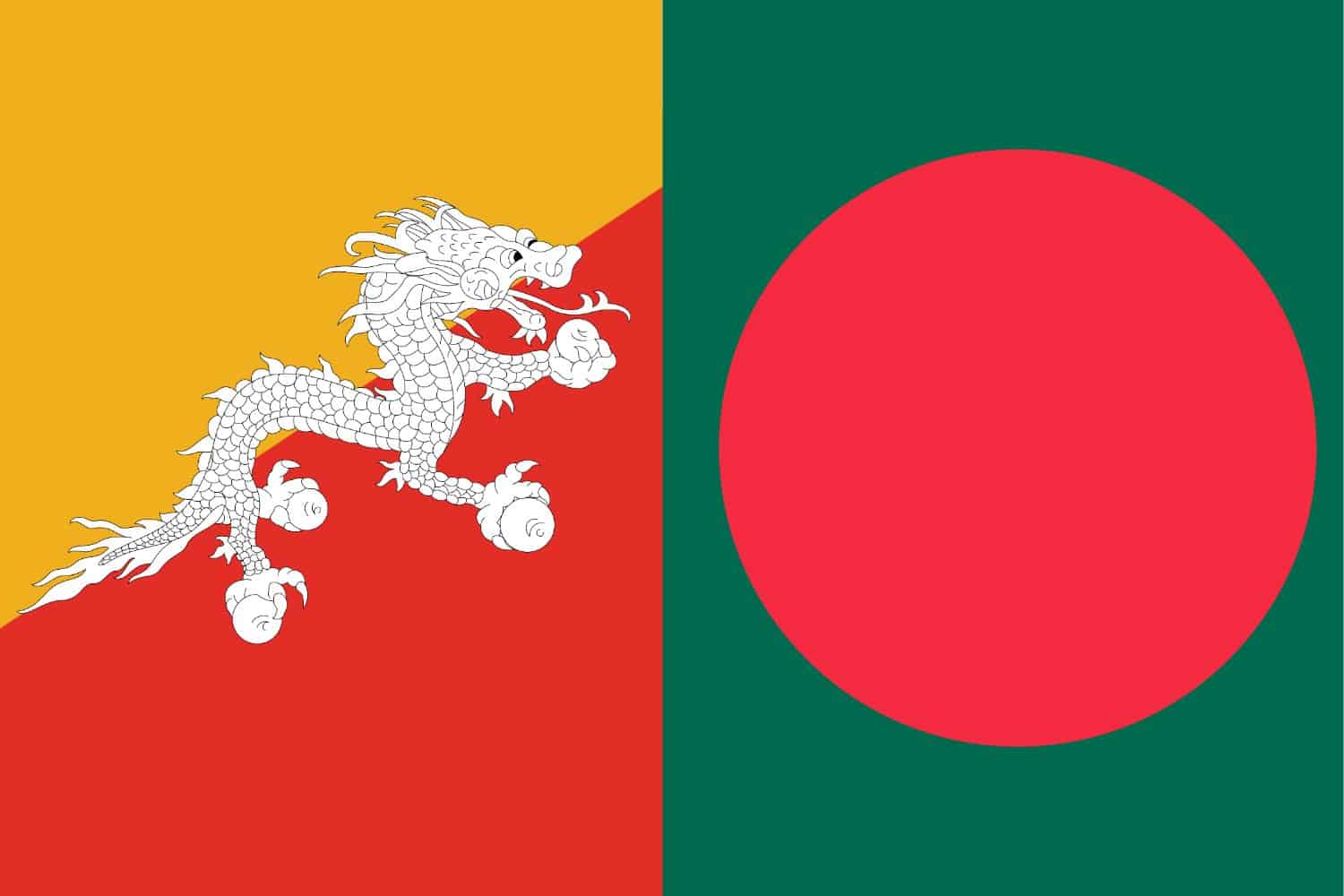 Bhutanese Flag vs Bangladeshi Flag Bhutan, Flags Flag of Bhutan Bhutanese Flag vs Bangladeshi Flag