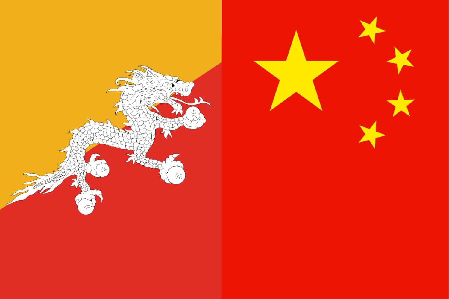 Bhutanese Flag vs Chinese Flag Bhutan, Flags Flag of Bhutan Bhutanese Flag vs Chinese Flag
