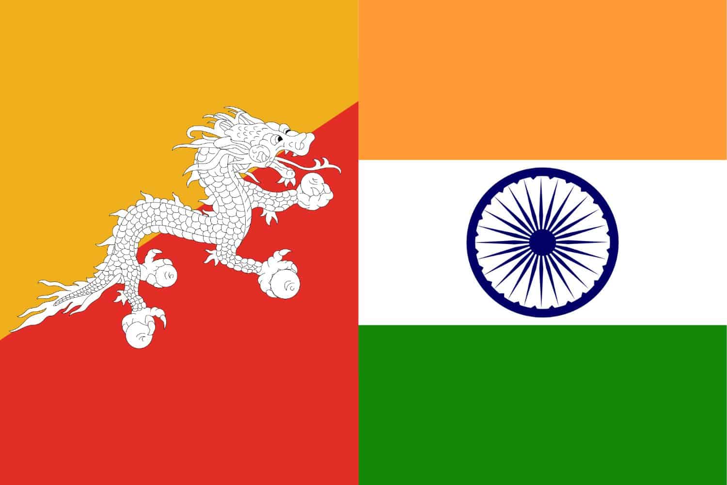 Bhutanese Flag vs Indian Flag Bhutan, Flags Flag of Bhutan Bhutanese Flag vs Indian Flag