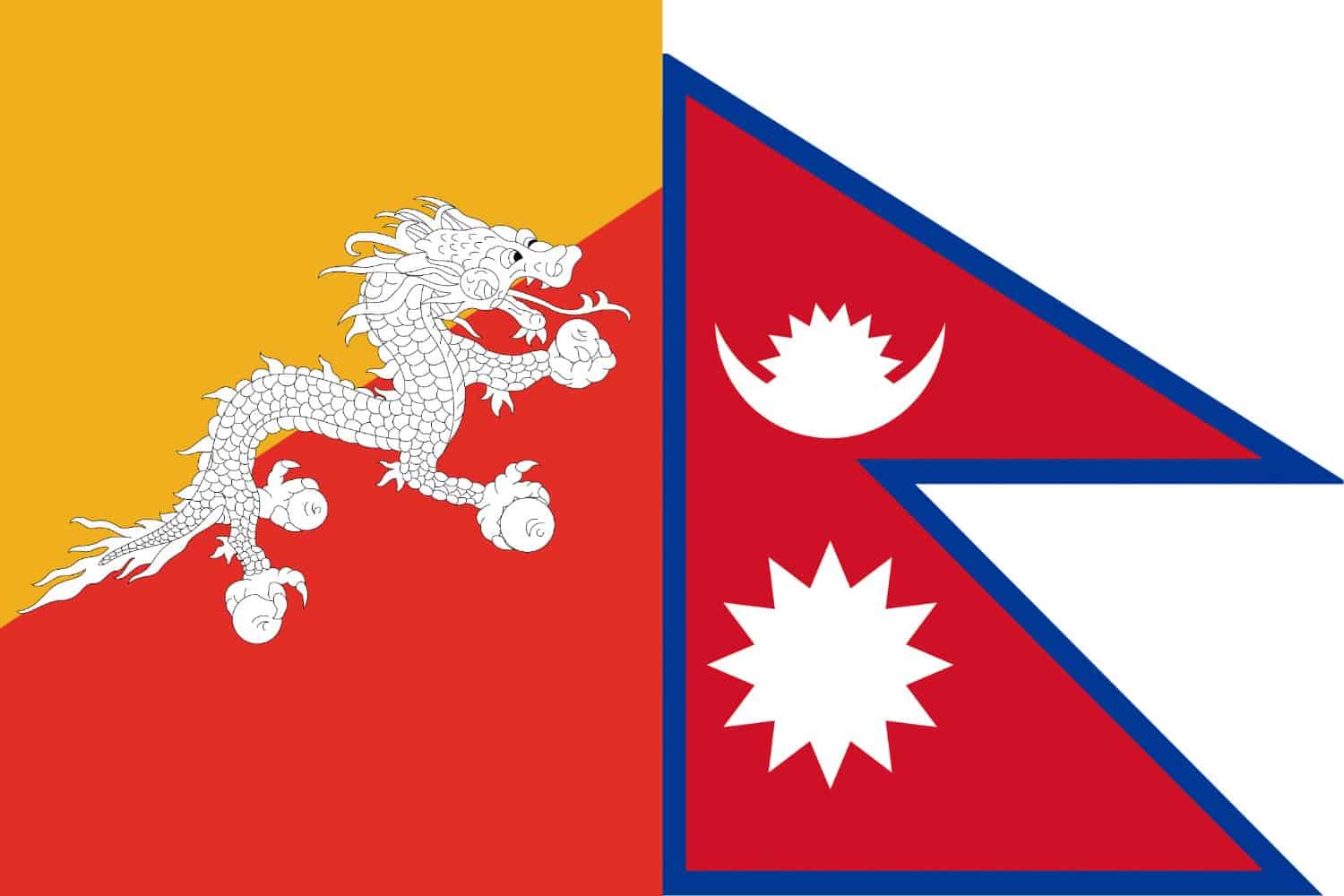 Bhutanese Flag vs Nepalese Flag Bhutan, Flags Flag of Bhutan Bhutanese Flag vs Nepalese Flag