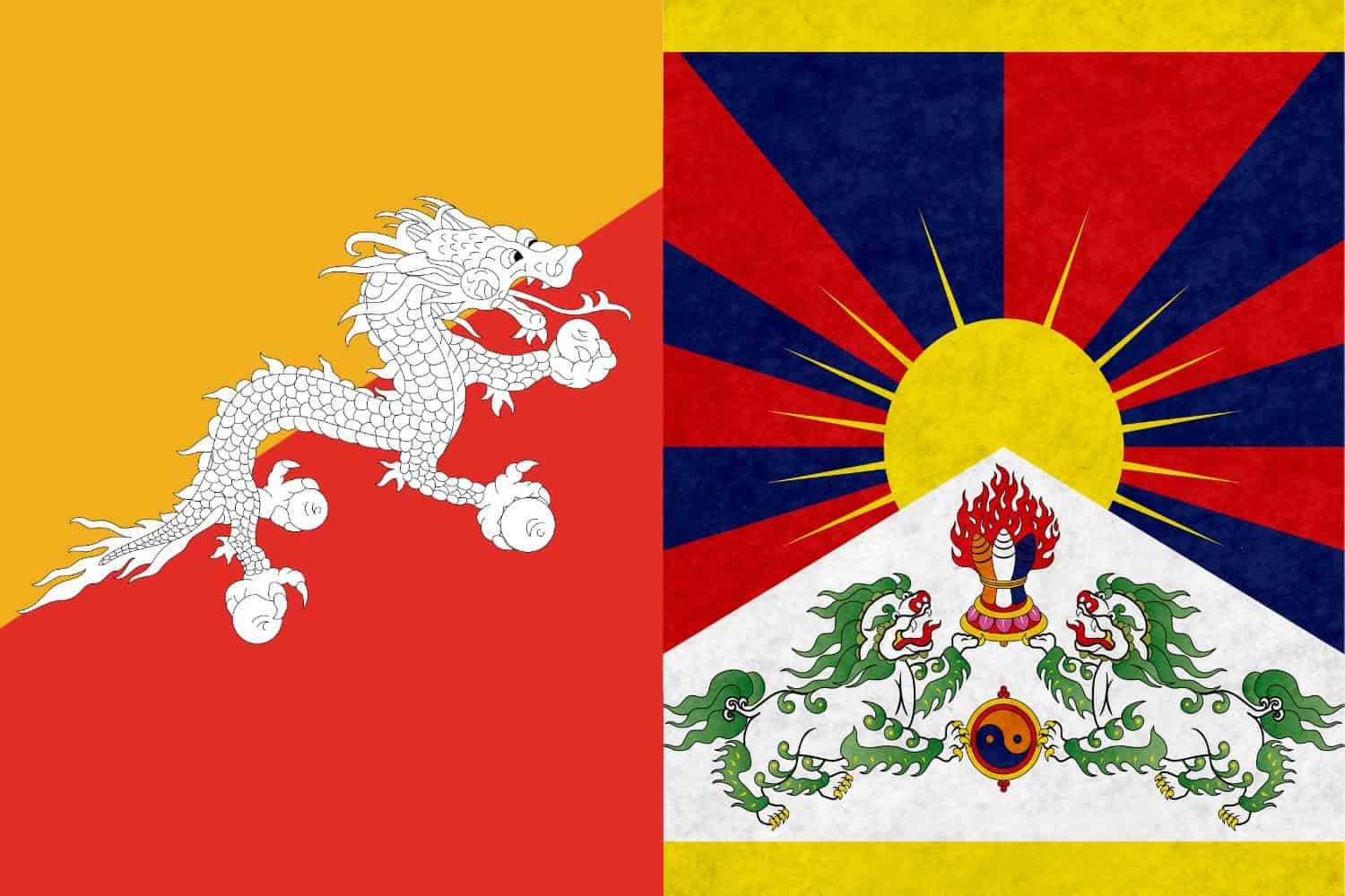 Bhutanese Flag vs Tibetan Flag Bhutan, Flags Flag of Bhutan Bhutanese Flag vs Tibetan Flag