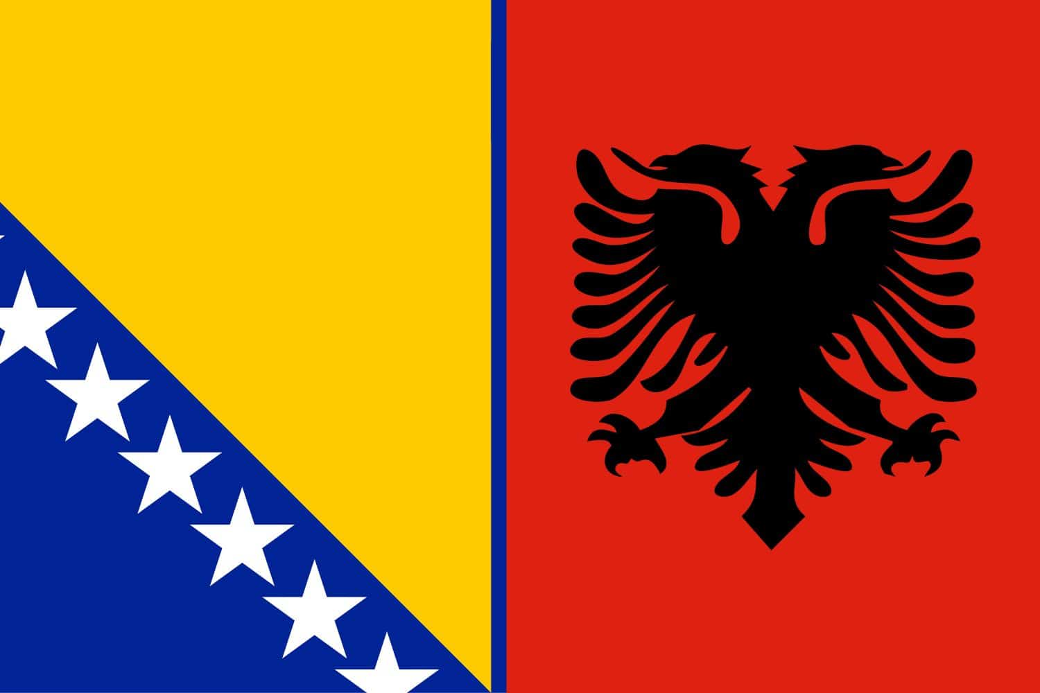 Bosnian and Herzegovinian Flag vs Albanian Flag Flags Flag of Bosnia and Herzegovina Bosnian and Herzegovinian Flag vs Albanian Flag