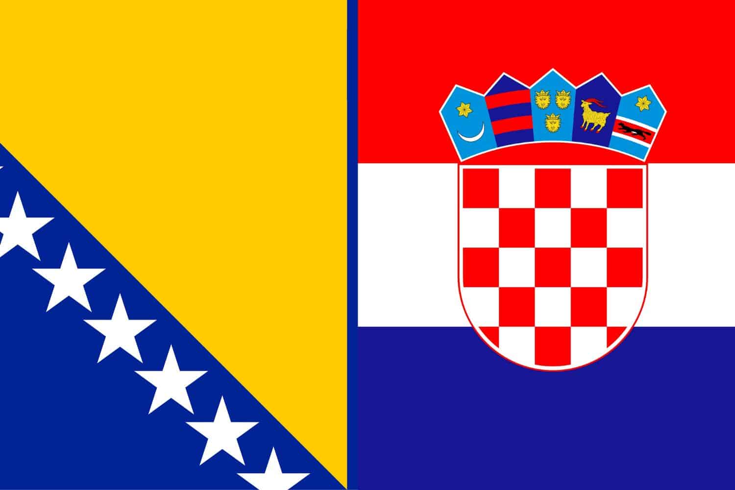 Bosnian and Herzegovinian Flag vs Croatian Flag Flags Flag of Bosnia and Herzegovina Bosnian and Herzegovinian Flag vs Croatian Flag