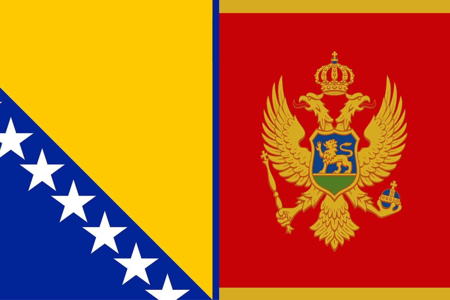 Bosnian and Herzegovinian Flag vs Montenegrin Flag Flags Flag of Bosnia and Herzegovina Bosnian and Herzegovinian Flag vs Montenegrin Flag