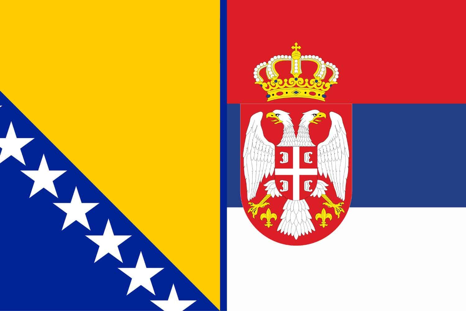 Bosnian and Herzegovinian Flag vs Serbian Flag Flags Flag of Bosnia and Herzegovina Bosnian and Herzegovinian Flag vs Serbian Flag