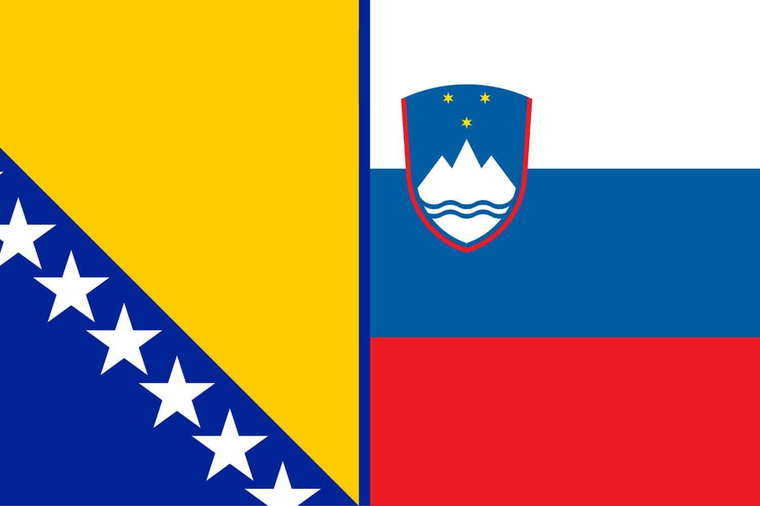 Bosnian and Herzegovinian Flag vs Slovenian Flag Flags Flag of Bosnia and Herzegovina Bosnian and Herzegovinian Flag vs Slovenian Flag