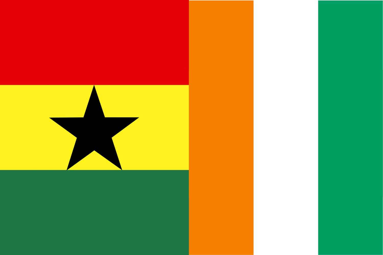 Ghanaian Flag vs Cote dIvoire Flag Flags Flag of Ghana Ghanaian Flag vs Cote dIvoire Flag