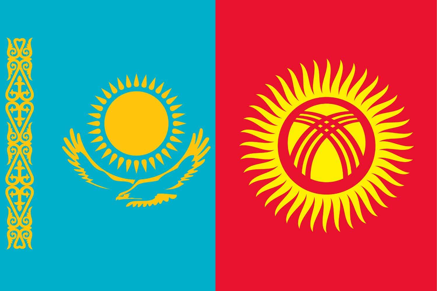 Kazakh Flag vs Kyrgyzstan Flag Flags Flag of Kazakhstan Kazakh Flag vs Kyrgyzstan Flag