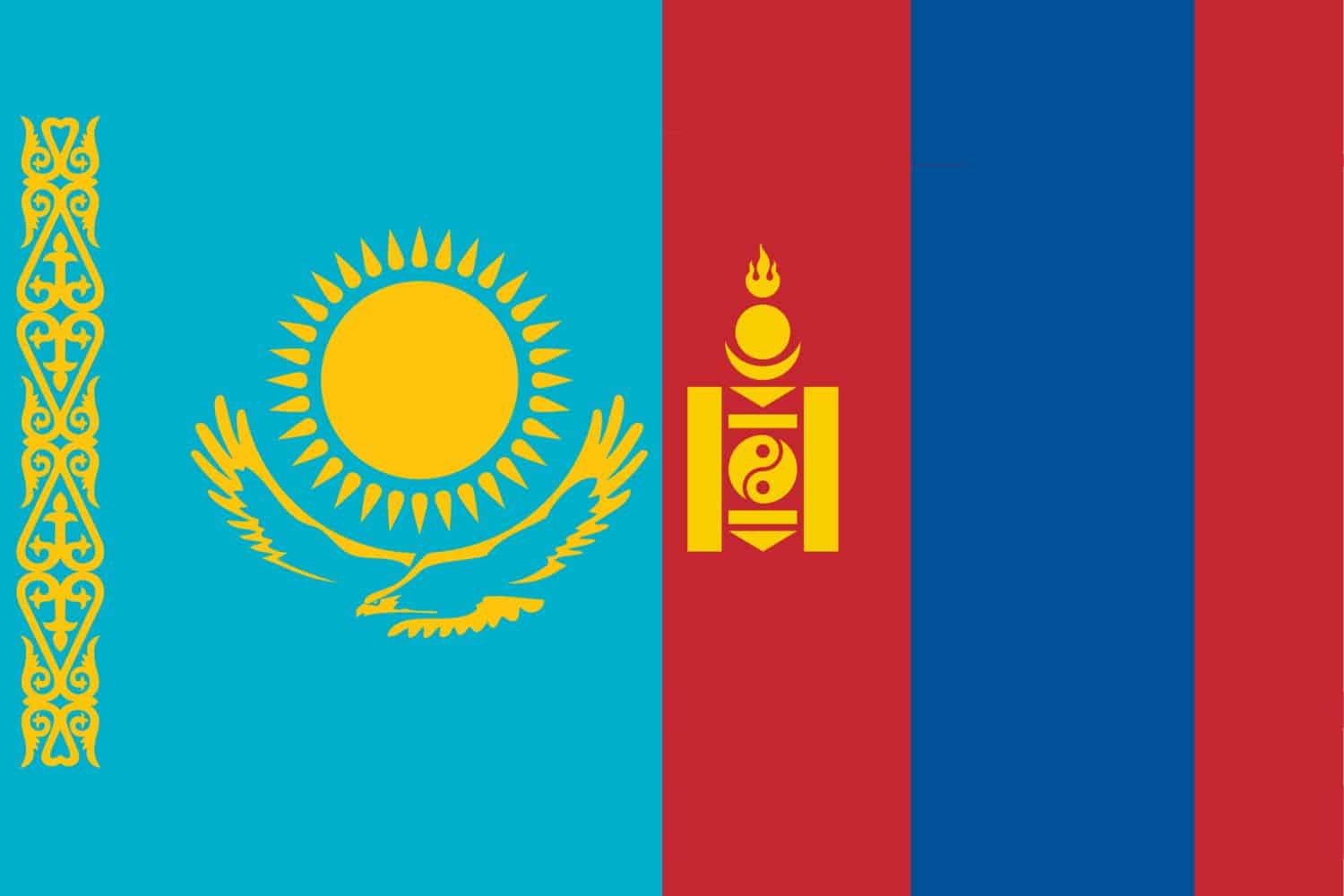 Kazakh Flag vs Mongolian Flag Flags Flag of Kazakhstan Kazakh Flag vs Mongolian Flag