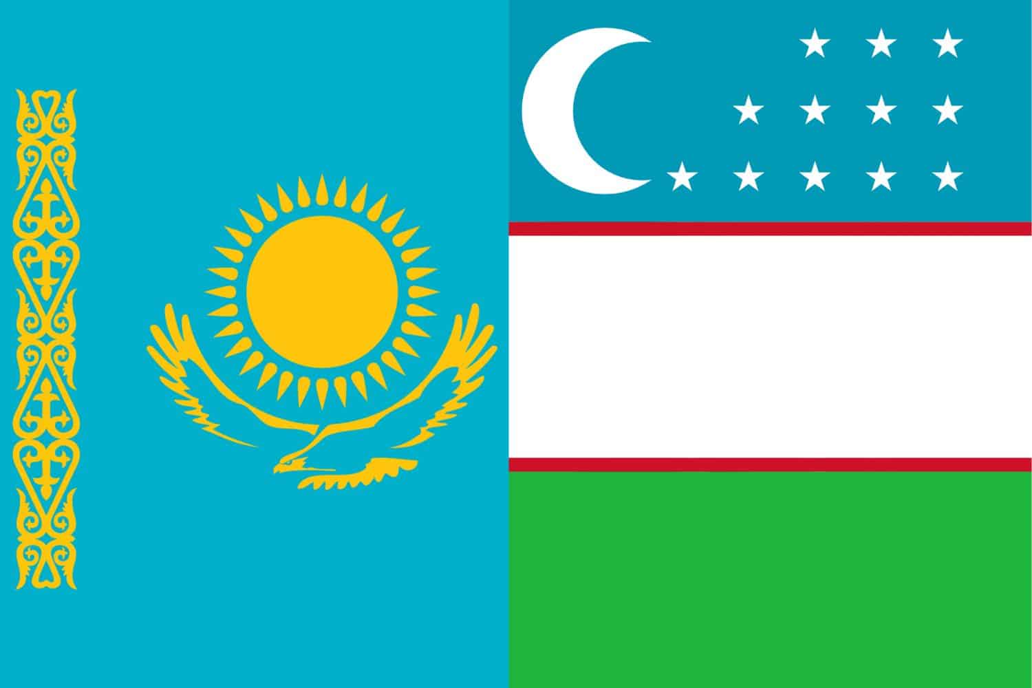 Kazakh Flag vs Uzbek Flag Flags Flag of Kazakhstan Kazakh Flag vs Uzbek Flag