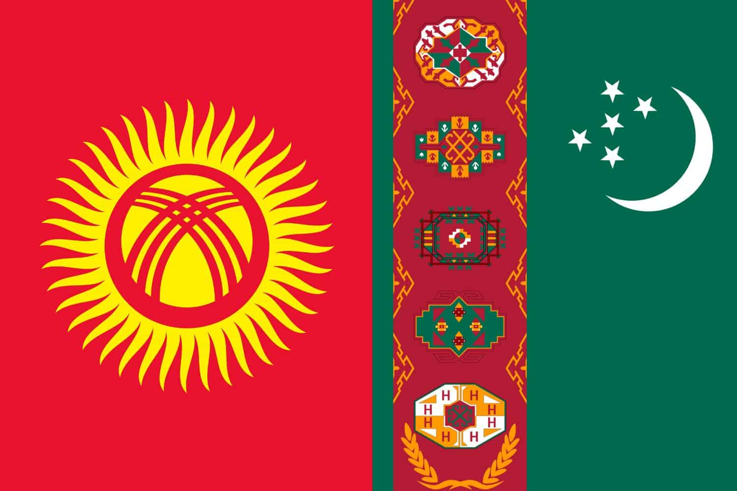 Kyrgyzstani Flag vs Turkmen Flag Flags Flag of Kyrgyzstan Kyrgyzstani Flag vs Turkmen Flag