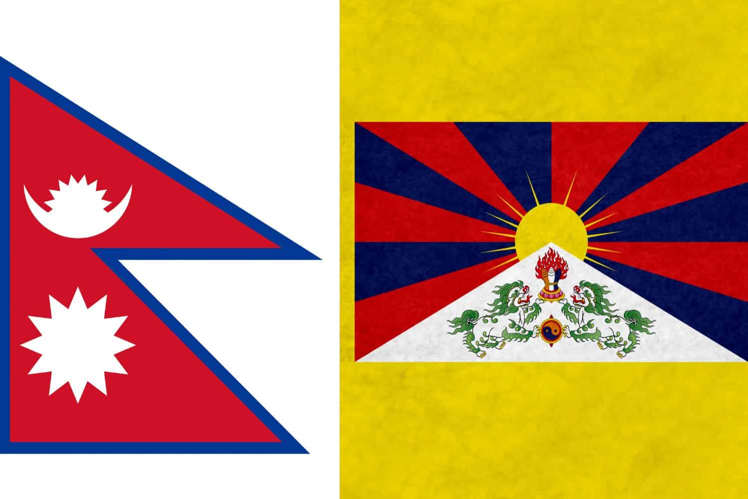 Nepali Flag vs Tibetan Flag of the Tibet Autonomous Region Flags Flag of Nepal Nepali Flag vs Tibetan Flag of the Tibet Autonomous Region