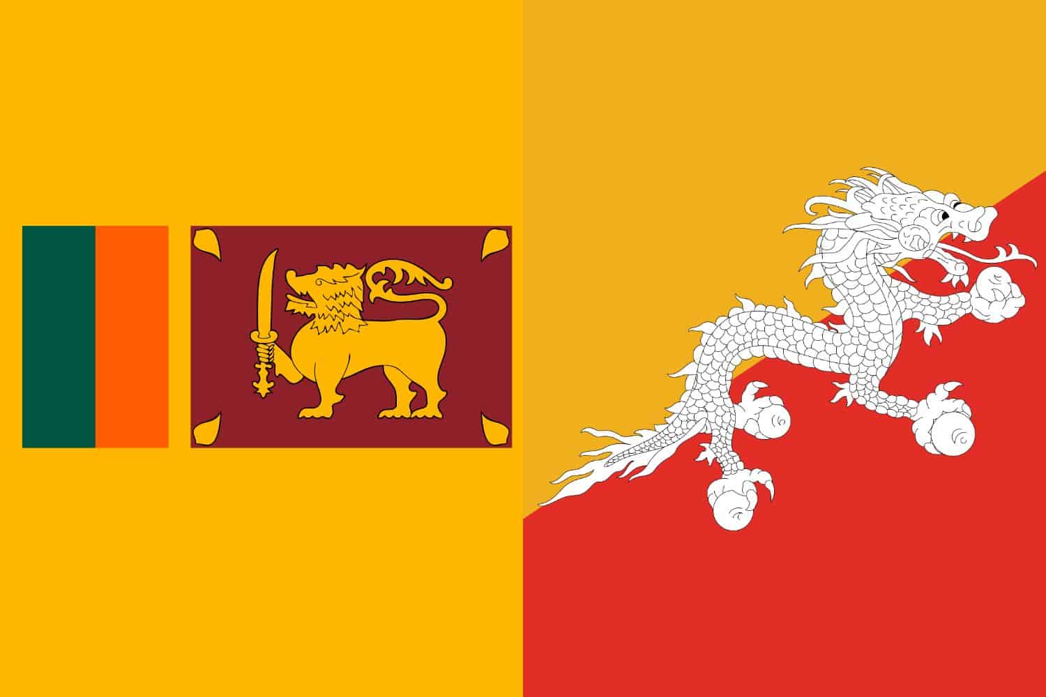 Sri Lankan Flag vs Bhutanese Flag 1 Flags Flag of Sri Lanka Sri Lankan Flag vs Bhutanese Flag 1