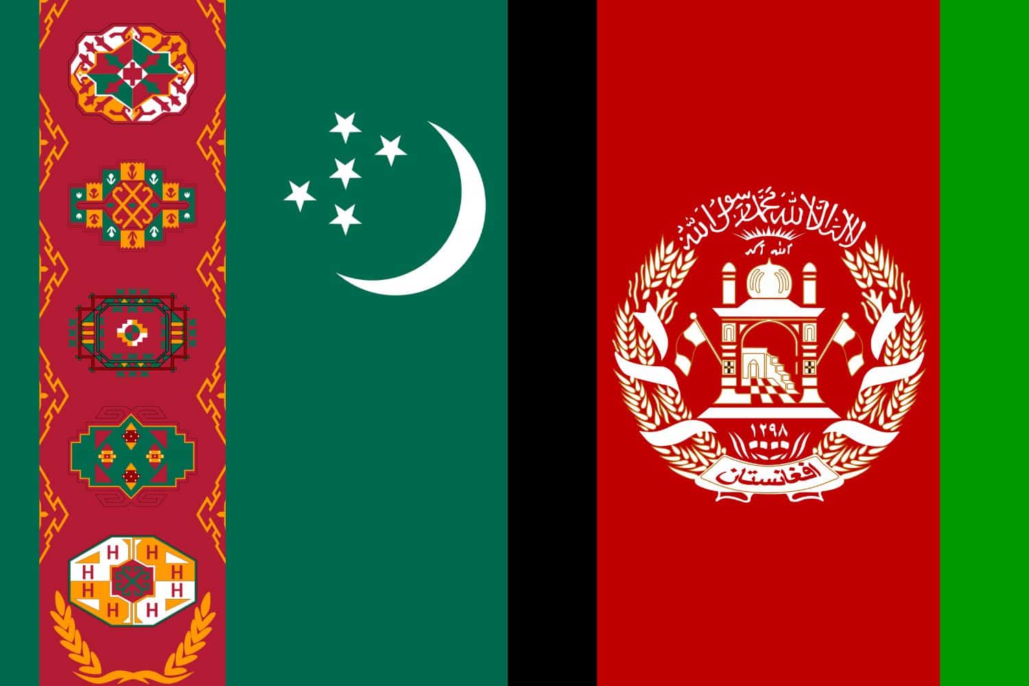 Turkmen Flag vs Afghan Flag Flags Flag of Turkmenistan Turkmen Flag vs Afghan Flag