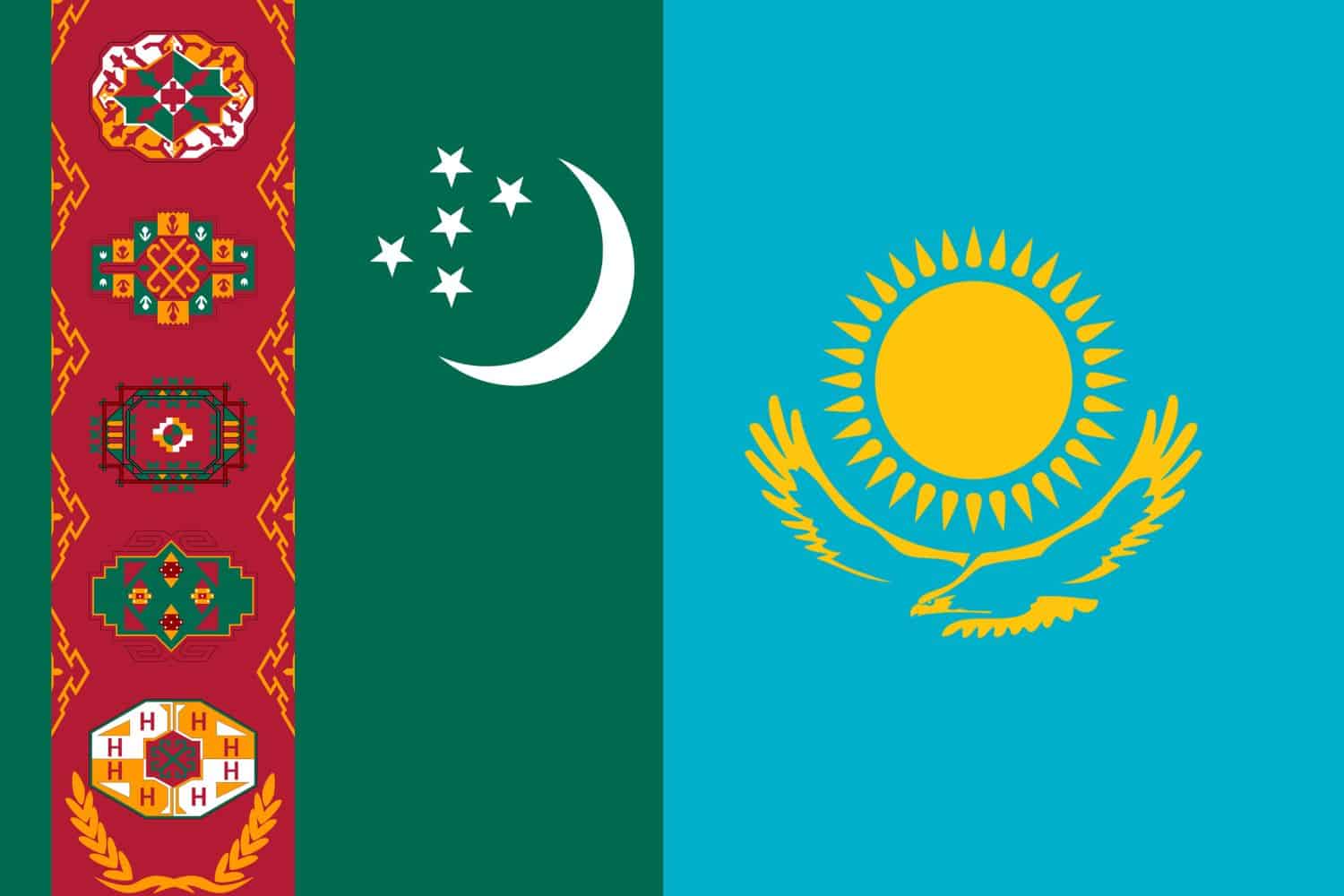 Turkmen Flag vs Kazakh Flag Flags Turkmen Flag vs Kazakh Flag
