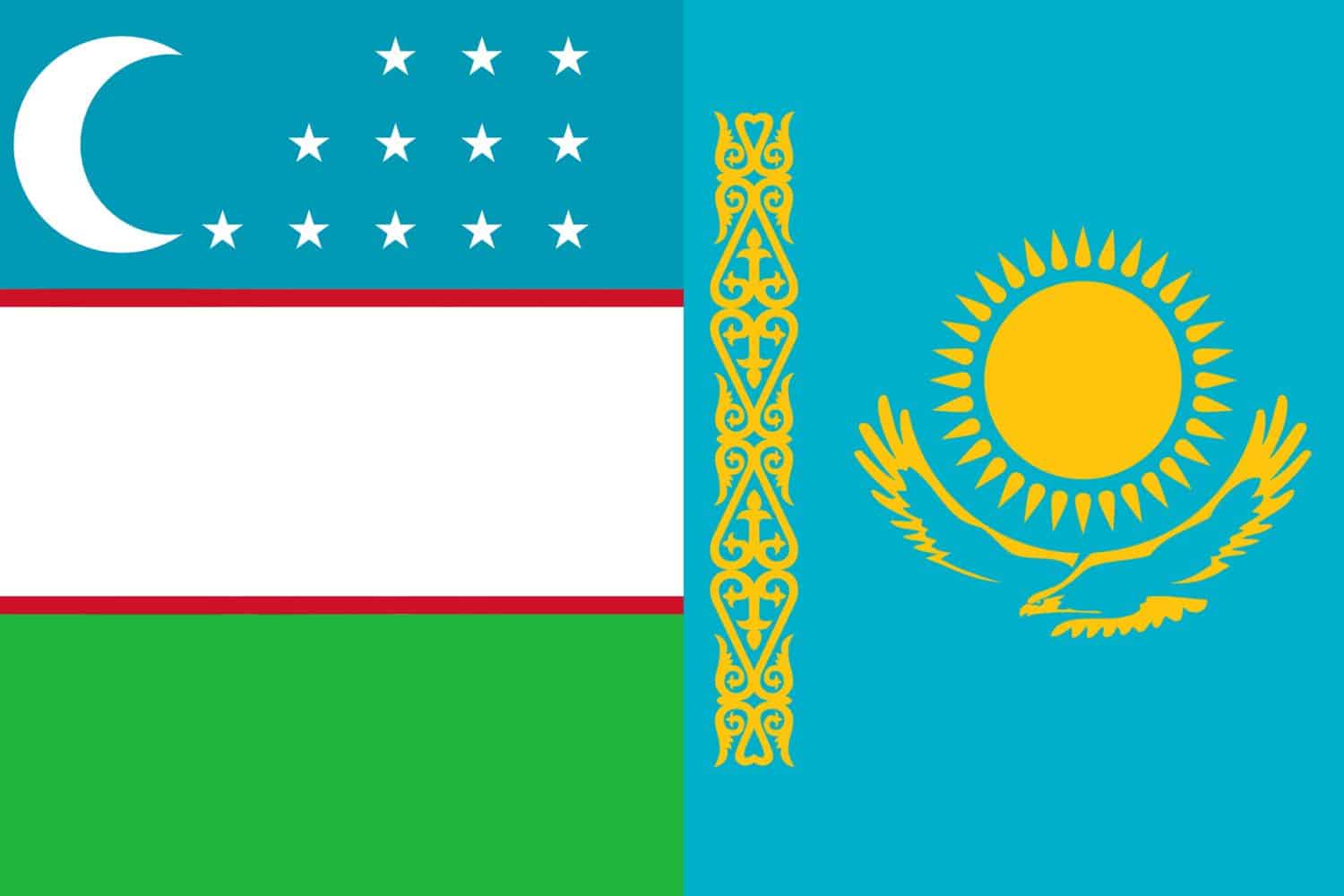 Uzbekistani Flag vs Kazakhstan Flag Flags Flag of Uzbekistan Uzbekistani Flag vs Kazakhstan Flag