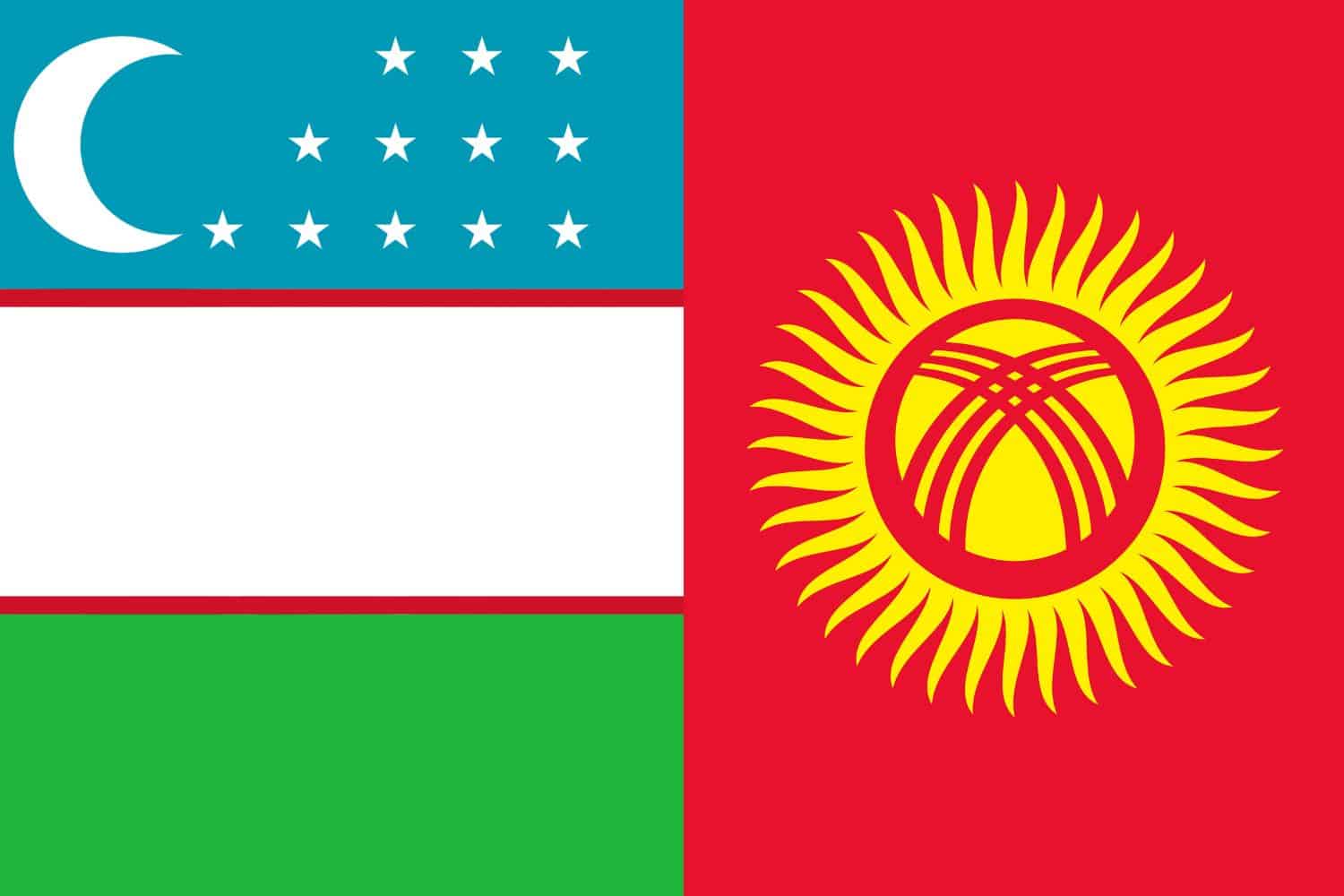 Uzbekistani Flag vs Kyrgyzstan Flag Flags Flag of Uzbekistan Uzbekistani Flag vs Kyrgyzstan Flag