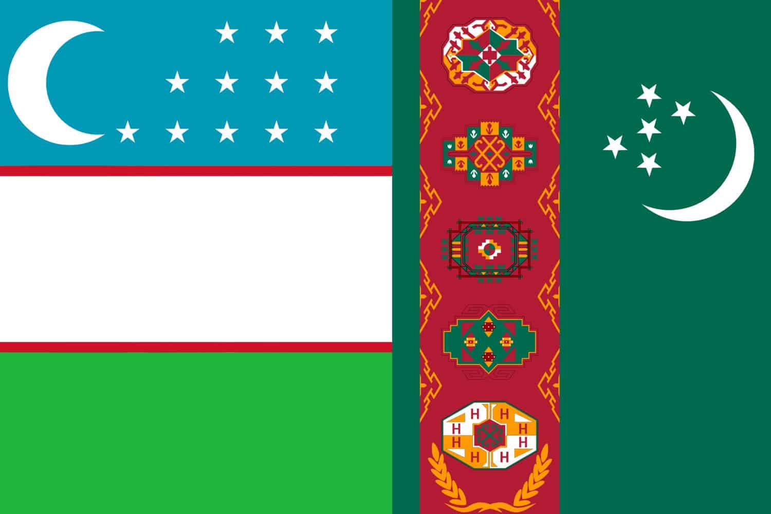 Uzbekistani Flag vs Turkmenistan Flag Flags Flag of Uzbekistan Uzbekistani Flag vs Turkmenistan Flag