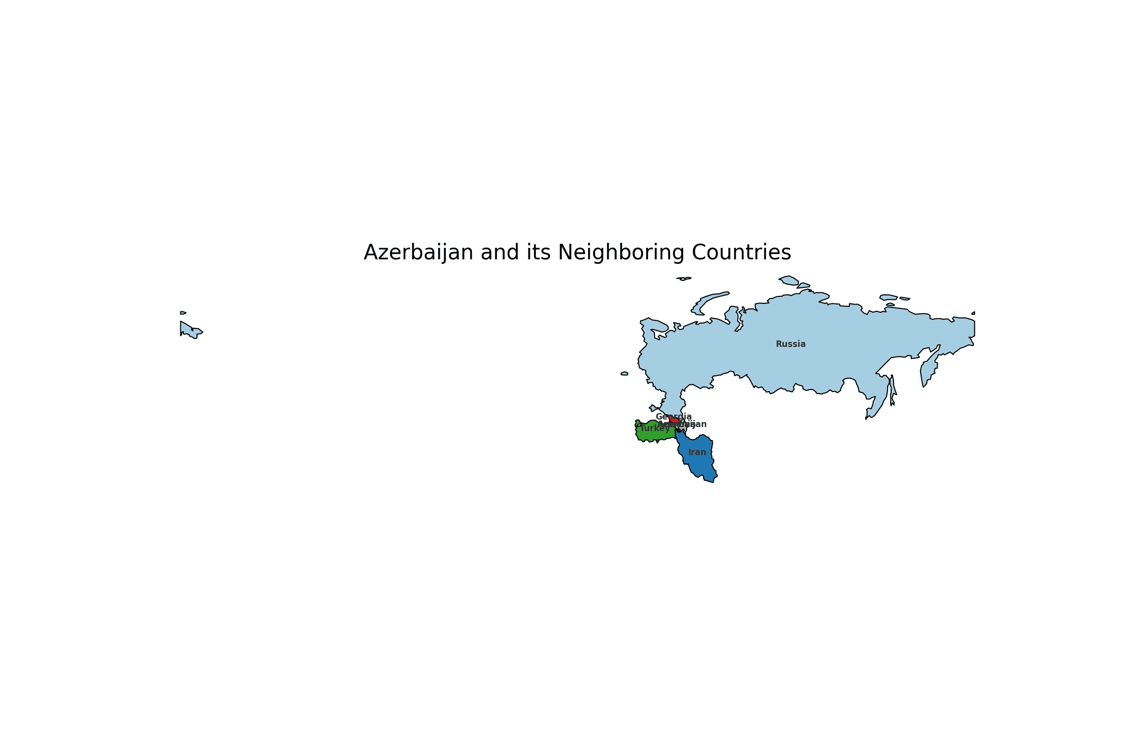 Map with the Borders of Azerbaijan Geography Map with the Borders of Azerbaijan