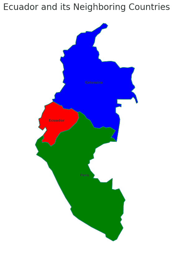 Map with the Borders of Ecuador Geography Map with the Borders of Ecuador