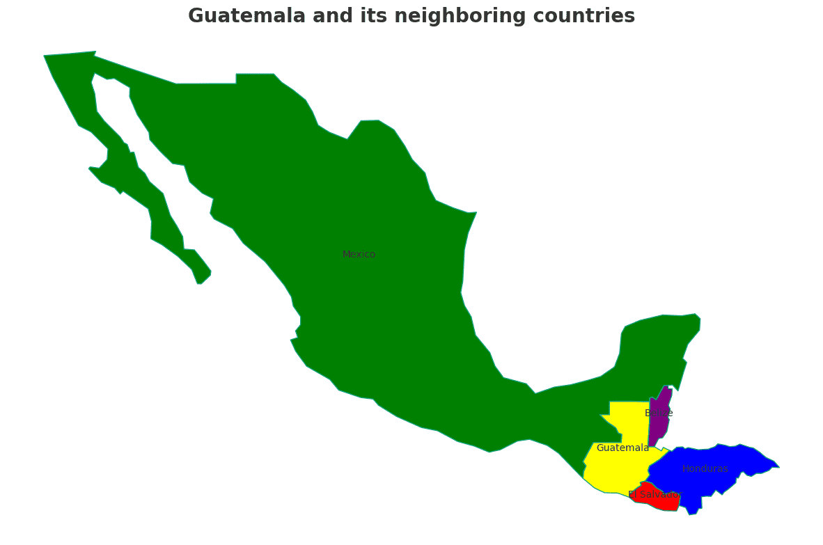 Map with the Borders of Guatemala Geography Map with the Borders of Guatemala