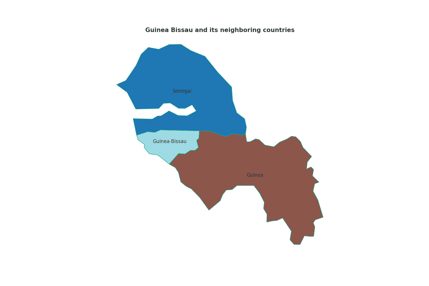 Map with the Borders of Guinea Bissau Geography Map with the Borders of Guinea Bissau