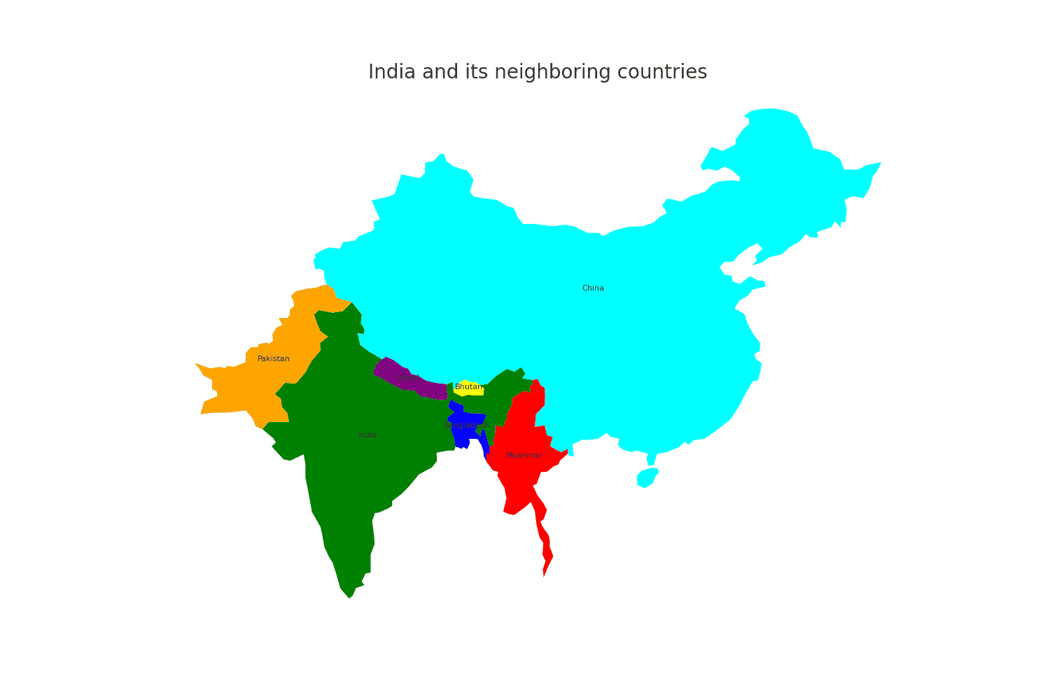 Map with the Borders of India Geography Map with the Borders of India