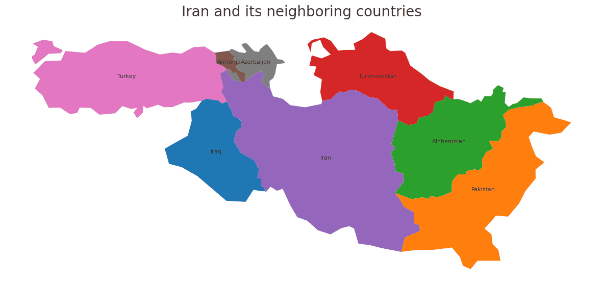 Map with the Borders of Iran Geography Map with the Borders of Iran
