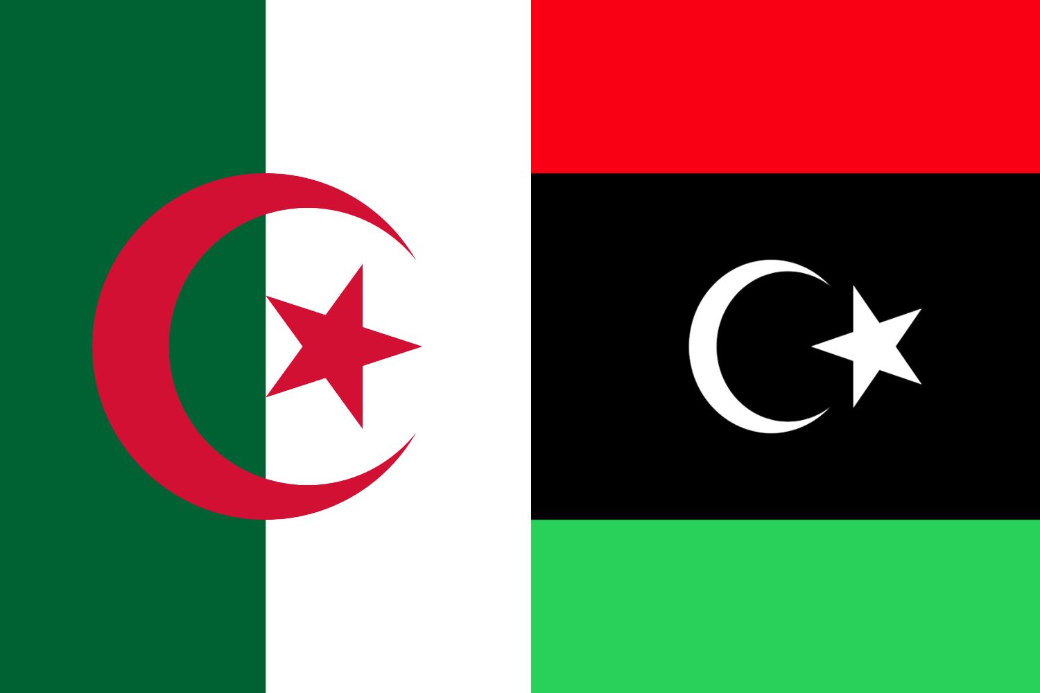 Algerian Flag vs Libyan Flag Algeria, Flags Flag of Algeria Algerian Flag vs Libyan Flag