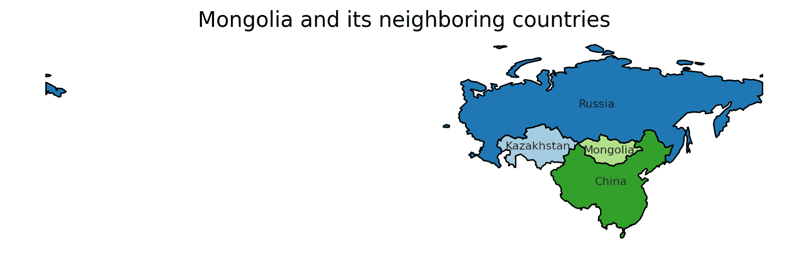 Map with the Borders of Mongolia Geography Map with the Borders of Mongolia