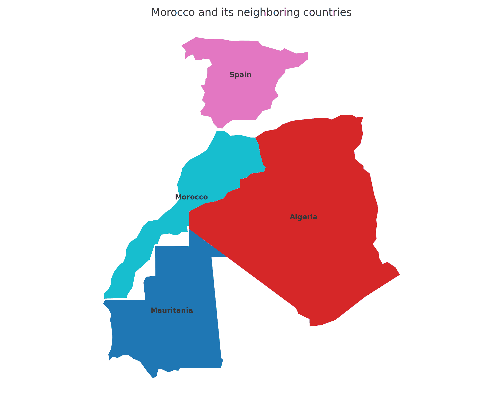 Map with the Borders of Morocco Morocco, Geography Geography of Morocco Map with the Borders of Morocco