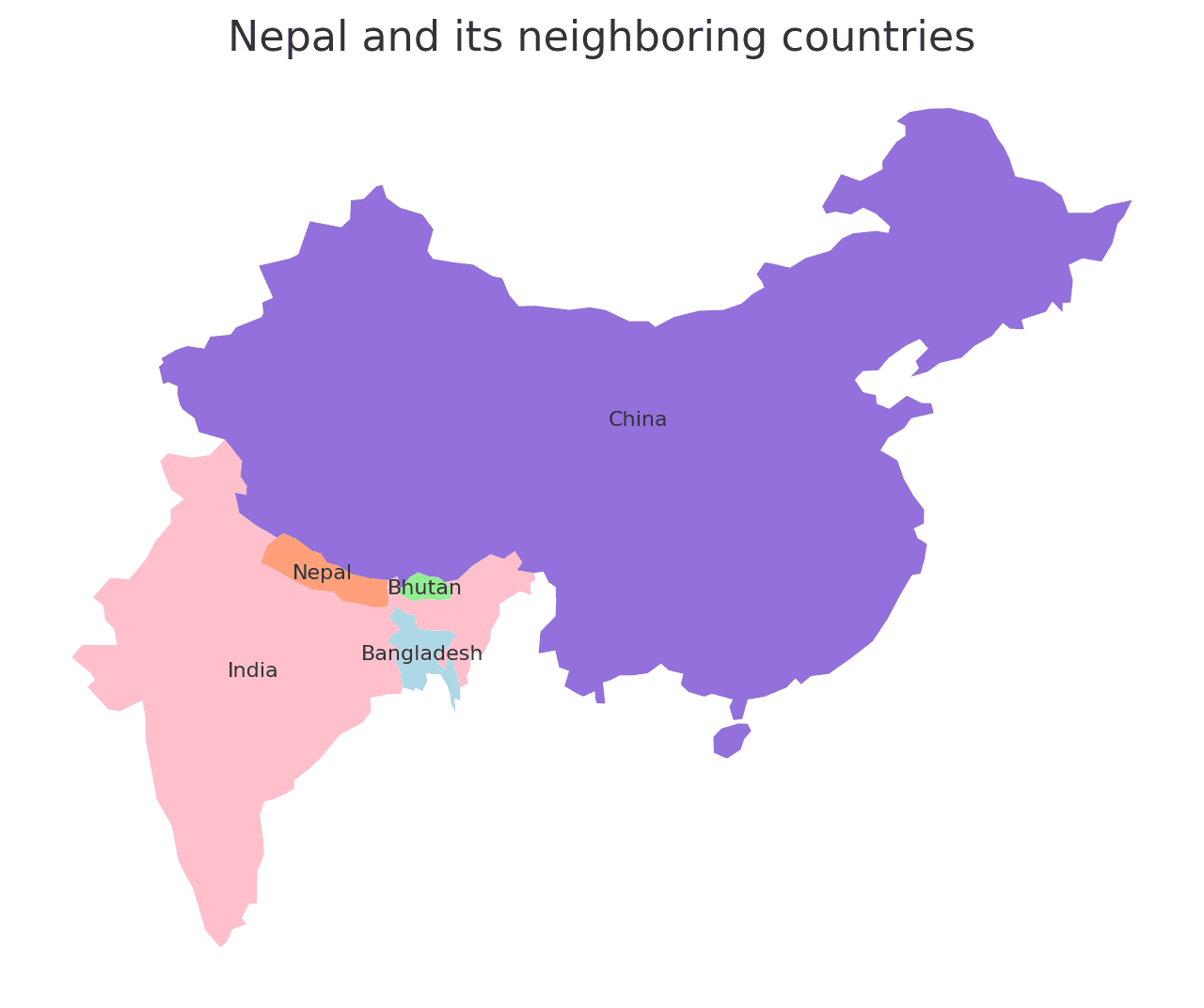 Map with the Borders of Nepal Geography Geography of Nepal Map with the Borders of Nepal