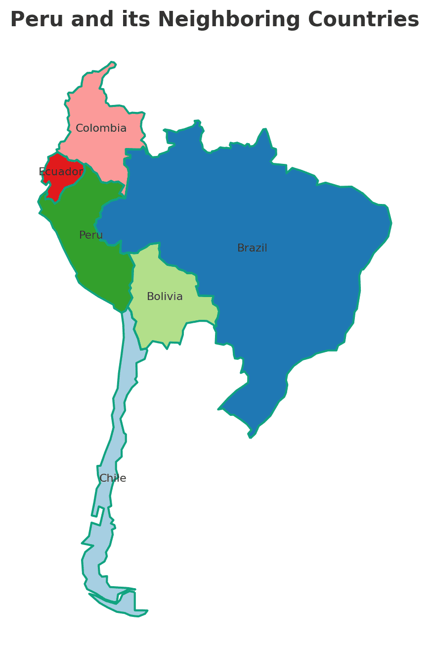 Map with the Borders of Peru Geography Geography of Peru Map with the Borders of Peru