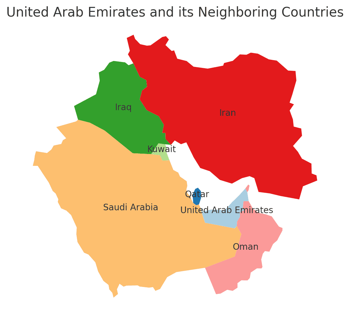 Map with the Borders of UAE Geography Geography United Arab Emirates Map with the Borders of UAE