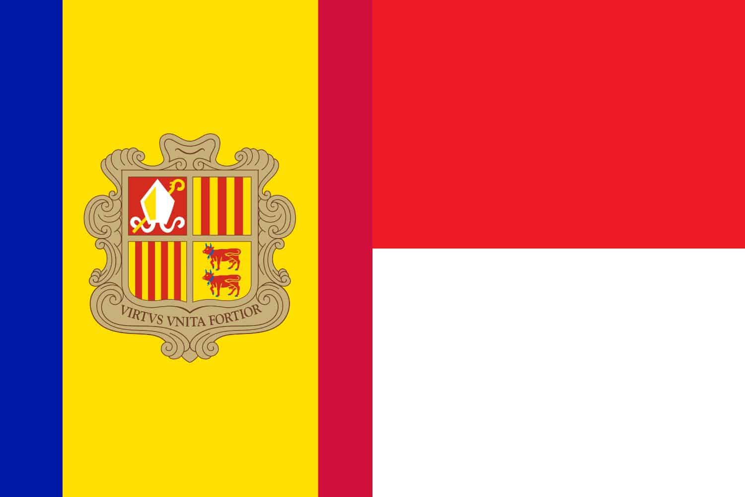Andorran Flag vs Monaco Flag Flags Andorran Flag vs Monaco Flag