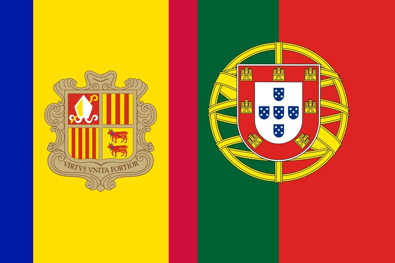 Andorran Flag vs Portuguese Flag Flags Andorran Flag vs Portuguese Flag